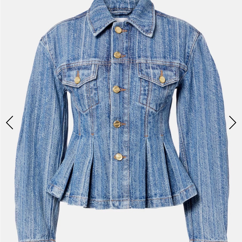 Ganni Blue Denim Jean Jacket with Gold Buttons